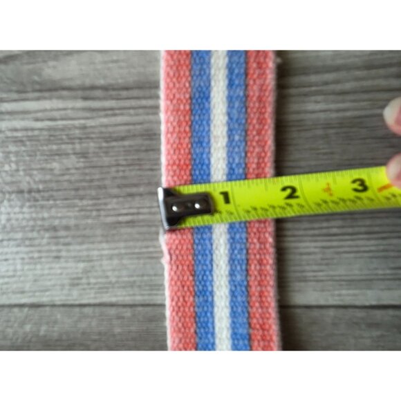 American Eagle Outfitters Striped Canvas Belt With Anchor Patch One Size Cotton - Picture 9 of 10